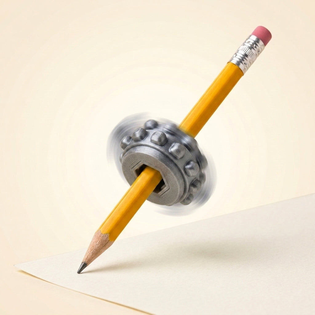 Pen Fidget Spinner — Metallic Silver packshot