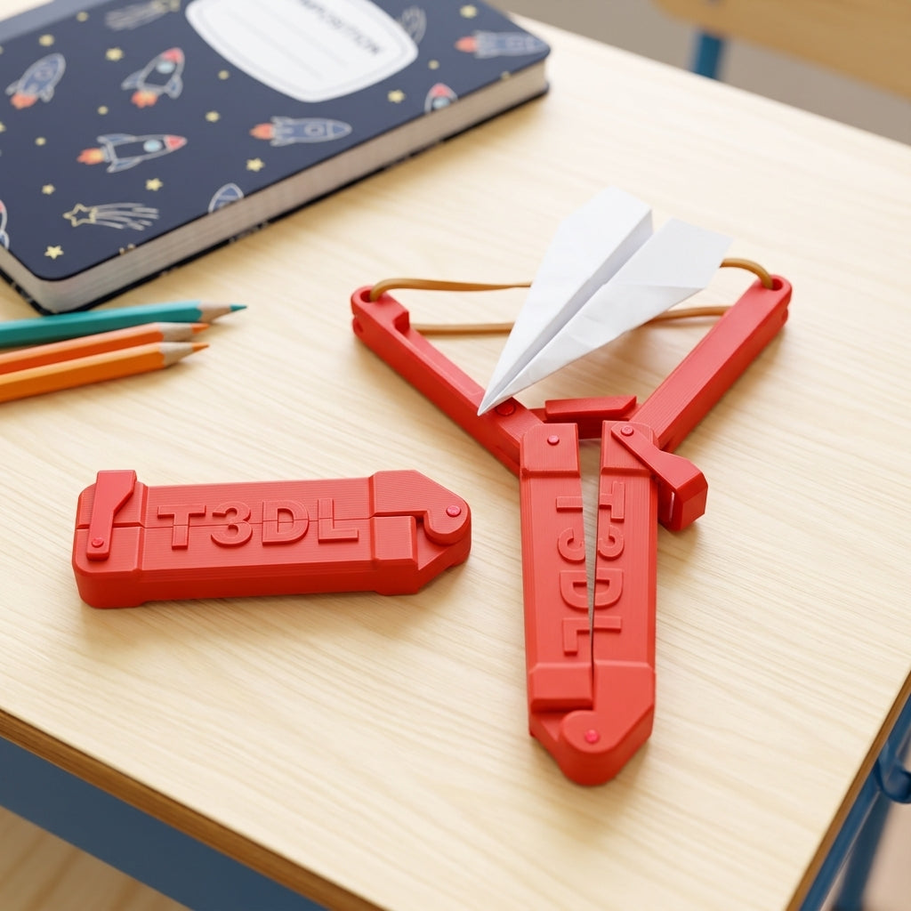 Portable Slingshot — Rocket Red desk